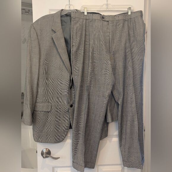 Jos. A. Bank Wool Gray Glen Plaid Suit Separates Jacket & Pants Formal Size 46R - Picture 3 of 16